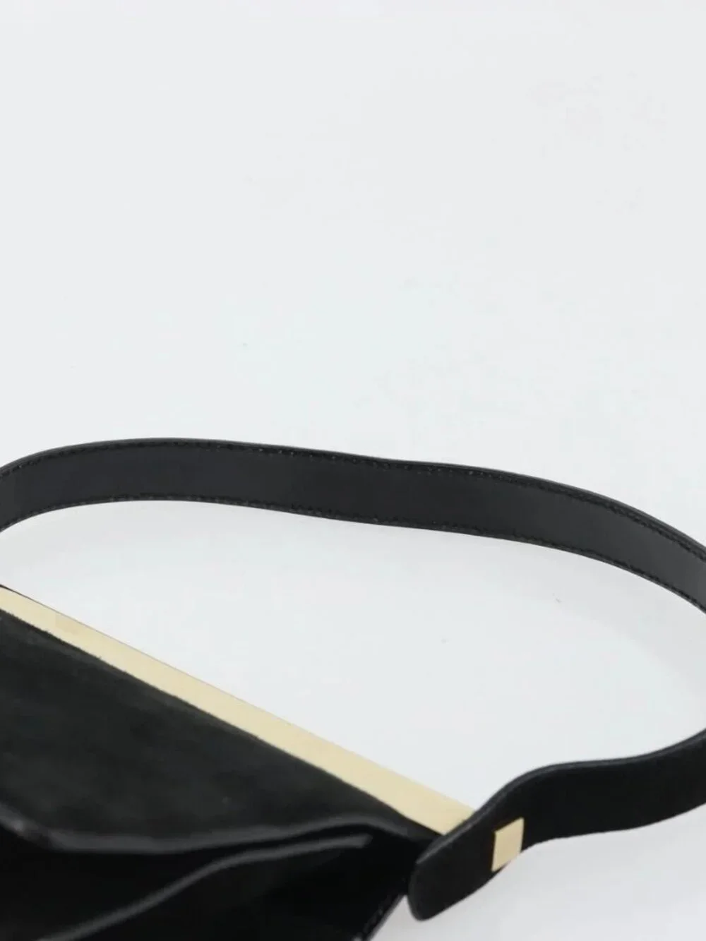 GUCCI Hand Bag Suede Black Gold 001 2058 1928 0 Auth yk20276